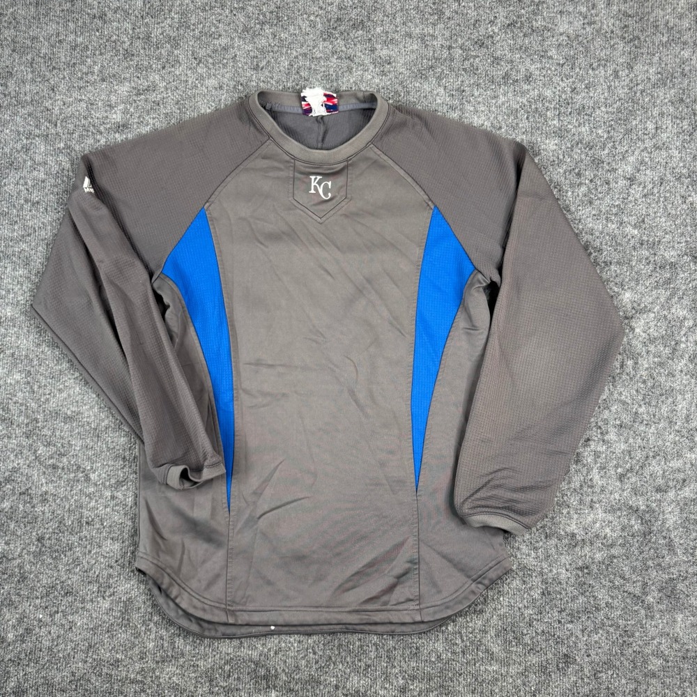 Majestic Pullover Mens Size M Grey Kansas City Royals MLB Authentic Training Top
